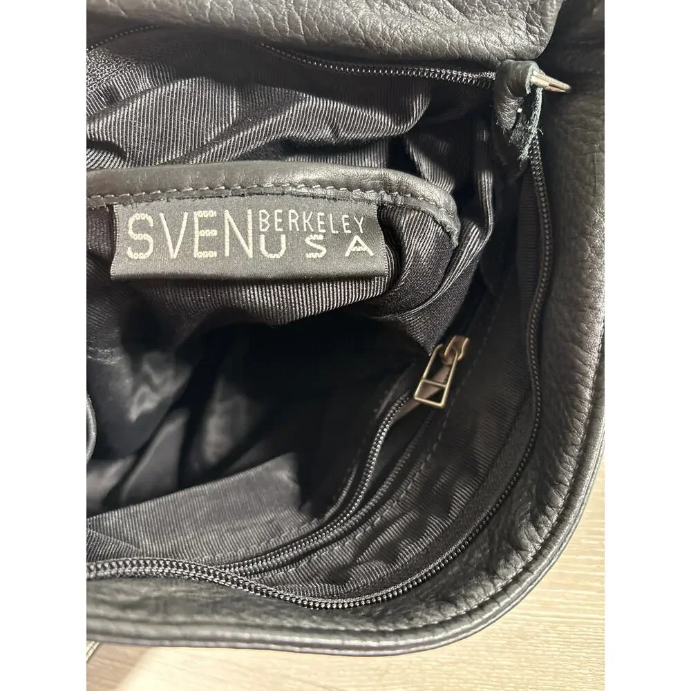 Sven Barkeley‎ USA Colorblock Black/Pewter Lightweight Leather Crossbody Bag